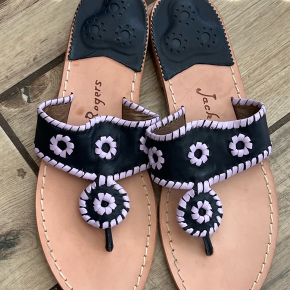 Women's NEW Jack Rogers Slide Thong Flip Flops Shoes Size 9 Navy/lilac. - Picture 3 of 3